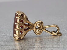 Load image into Gallery viewer, Vintage (1969) 9ct Gold Garnet Fob/Pendant/Charm- 54 year old nice weight
