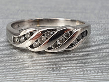 Load image into Gallery viewer, 2887: Vintage: 9ct White Gold 12 brilliant cut diamonds Wave Ring- crisp and sparkling
