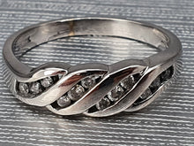 Load image into Gallery viewer, 2887: Vintage: 9ct White Gold 12 brilliant cut diamonds Wave Ring- crisp and sparkling
