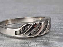 Load image into Gallery viewer, 2887: Vintage: 9ct White Gold 12 brilliant cut diamonds Wave Ring- crisp and sparkling
