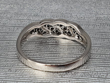 Load image into Gallery viewer, 2887: Vintage: 9ct White Gold 12 brilliant cut diamonds Wave Ring- crisp and sparkling
