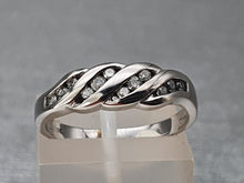 Load image into Gallery viewer, 2887: Vintage: 9ct White Gold 12 brilliant cut diamonds Wave Ring- crisp and sparkling
