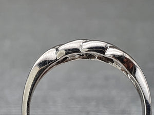 2887: Vintage: 9ct White Gold 12 brilliant cut diamonds Wave Ring- crisp and sparkling