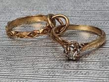 Load image into Gallery viewer, Vintage: 9ct Gold &quot;Wedding &amp; Engagement Rings&quot; Charm - Simulated Diamond - simply delightful
