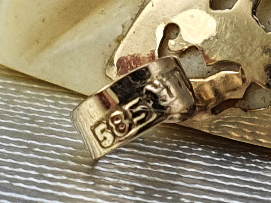 3467: Antiguo y pesado colgante de elefante blanco de oro de 14 quilates - bonito detalle espléndido estado