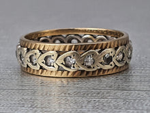 Load image into Gallery viewer, 3635: Vintage: 9ct Mixed Gold White Topaz Full Eternity Ring -fine example
