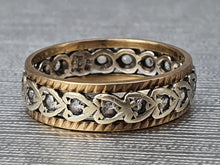 Load image into Gallery viewer, 3635: Vintage: 9ct Mixed Gold White Topaz Full Eternity Ring -fine example
