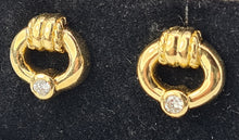 Load image into Gallery viewer, 5099: Vintage: 18ct Gold Brilliant Cut diamond Stud Earrings - Nice weight (3.3grams)
