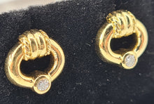 Load image into Gallery viewer, 5099: Vintage: 18ct Gold Brilliant Cut diamond Stud Earrings - Nice weight (3.3grams)
