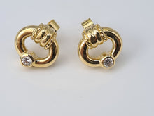 Load image into Gallery viewer, 5099: Vintage: 18ct Gold Brilliant Cut diamond Stud Earrings - Nice weight (3.3grams)
