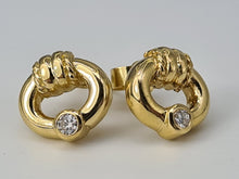 Load image into Gallery viewer, 5099: Vintage: 18ct Gold Brilliant Cut diamond Stud Earrings - Nice weight (3.3grams)
