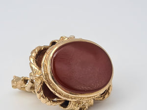 6005 Vintage (1967)  9ct Gold Red Onyx Horse Pendant/Fob – 16 grams- 58 years old