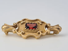 Load image into Gallery viewer, Vintage/Antique 9ct Gold Emerald Cut Garnet Pin Brooch- Old and beautiful
