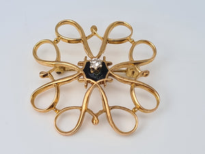 4105: Vintage: (1968) Brilliant round Cut Diamond Swirl Brooch- 55 years old lovely symmetry