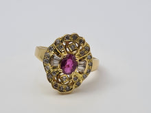 Load image into Gallery viewer, 4333: Vintage &amp; Heavy 18ct Gold Ruby Simulated Diamonds Cocktail Ring: - marvellous
