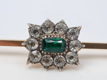 Load image into Gallery viewer, Antique: 9ct Gold Emerald Simulated Diamonds Pin Brooch - nice weight, excellent condition
