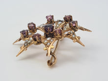 Load image into Gallery viewer, Vintage/Antique: 9ct Gold Brooch Amethysts Seed Pearls beautiful symmetry
