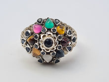 Load image into Gallery viewer, 4490: Vintage: 14ct Gold &quot;Thai Princess&quot; Multi-Gemstone Ring-Nineteen sapphires and one garnet, citrine, emerald, ruby, tiger&#39;s eye, topaz
