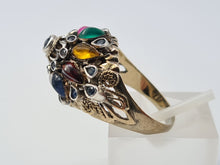 Load image into Gallery viewer, 4490: Vintage: 14ct Gold &quot;Thai Princess&quot; Multi-Gemstone Ring-Nineteen sapphires and one garnet, citrine, emerald, ruby, tiger&#39;s eye, topaz
