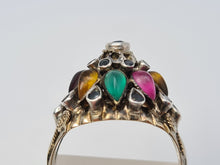 Load image into Gallery viewer, 4490: Vintage: 14ct Gold &quot;Thai Princess&quot; Multi-Gemstone Ring-Nineteen sapphires and one garnet, citrine, emerald, ruby, tiger&#39;s eye, topaz
