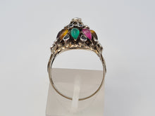 Load image into Gallery viewer, 4490: Vintage: 14ct Gold &quot;Thai Princess&quot; Multi-Gemstone Ring-Nineteen sapphires and one garnet, citrine, emerald, ruby, tiger&#39;s eye, topaz
