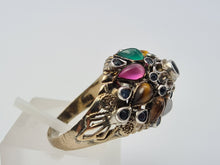 Load image into Gallery viewer, 4490: Vintage: 14ct Gold &quot;Thai Princess&quot; Multi-Gemstone Ring-Nineteen sapphires and one garnet, citrine, emerald, ruby, tiger&#39;s eye, topaz
