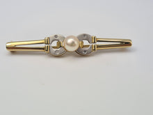 Load image into Gallery viewer, 4462: Millennium 9ct Gold Pearl &amp; Diamond Set Horseshoe Brooch - 23 years old
