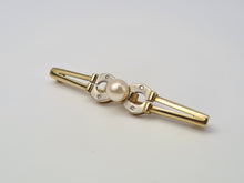 Load image into Gallery viewer, 4462: Millennium 9ct Gold Pearl &amp; Diamond Set Horseshoe Brooch - 23 years old
