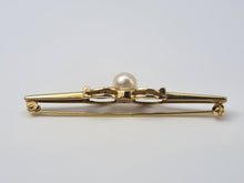 Load image into Gallery viewer, 4462: Millennium 9ct Gold Pearl &amp; Diamond Set Horseshoe Brooch - 23 years old
