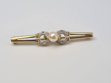 Load image into Gallery viewer, 4462: Millennium 9ct Gold Pearl &amp; Diamond Set Horseshoe Brooch - 23 years old
