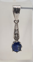 Load image into Gallery viewer, 9ct White Gold large Blue Sapphire Brilliant Diamonds Pendant - superb condition
