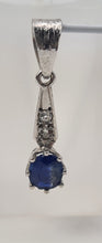 Load image into Gallery viewer, 9ct White Gold large Blue Sapphire Brilliant Diamonds Pendant - superb condition
