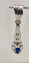 Load image into Gallery viewer, 9ct White Gold large Blue Sapphire Brilliant Diamonds Pendant - superb condition
