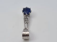 Load image into Gallery viewer, 9ct White Gold large Blue Sapphire Brilliant Diamonds Pendant - superb condition
