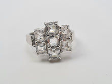 Load image into Gallery viewer, 4551: Vintage: 9ct White Gold Natural Zircons Diamonds Cocktail Ring- crisp, clean, sparkling
