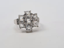 Load image into Gallery viewer, 4551: Vintage: 9ct White Gold Natural Zircons Diamonds Cocktail Ring- crisp, clean, sparkling
