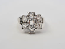 Load image into Gallery viewer, 4551: Vintage: 9ct White Gold Natural Zircons Diamonds Cocktail Ring- crisp, clean, sparkling
