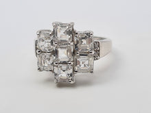 Load image into Gallery viewer, 4551: Vintage: 9ct White Gold Natural Zircons Diamonds Cocktail Ring- crisp, clean, sparkling
