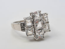 Load image into Gallery viewer, 4551: Vintage: 9ct White Gold Natural Zircons Diamonds Cocktail Ring- crisp, clean, sparkling
