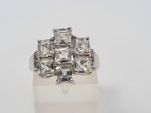 Load image into Gallery viewer, 4551: Vintage: 9ct White Gold Natural Zircons Diamonds Cocktail Ring- crisp, clean, sparkling
