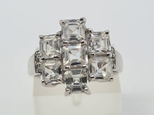 Load image into Gallery viewer, 4551: Vintage: 9ct White Gold Natural Zircons Diamonds Cocktail Ring- crisp, clean, sparkling
