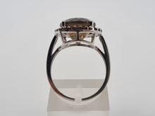 Load image into Gallery viewer, 4558:Vintage: 9ct White Gold Smokey Quartz Garnets Halo- lovely combination- nice weight
