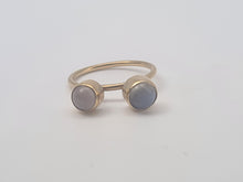 Load image into Gallery viewer, 4676: Antique: 9ct Gold Arts &amp; Crafts Moonstones Ring- rare find
