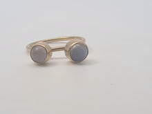 Load image into Gallery viewer, 4676: Antique: 9ct Gold Arts &amp; Crafts Moonstones Ring- rare find
