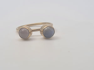 4676: Antique: 9ct Gold Arts & Crafts Moonstones Ring- rare find