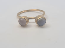 Load image into Gallery viewer, 4676: Antique: 9ct Gold Arts &amp; Crafts Moonstones Ring- rare find
