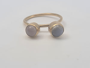 4676: Antique: 9ct Gold Arts & Crafts Moonstones Ring- rare find