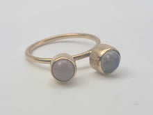 Load image into Gallery viewer, 4676: Antique: 9ct Gold Arts &amp; Crafts Moonstones Ring- rare find
