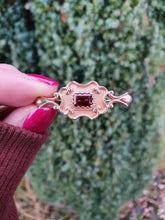 Load image into Gallery viewer, Vintage/Antique 9ct Gold Emerald Cut Garnet Pin Brooch- Old and beautiful
