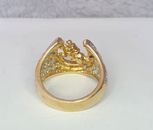 Load image into Gallery viewer, 6009:Vintage 9ct Gold Simulated Diamonds Lucky  Horseshoe Statement Ring - Huge
